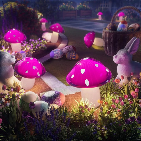 Solar Mushroom Lights Outdoor 9 Pack, Garden Outdoor Decor, 8 Lighting Modes, IP65 Waterproof, Crystal-Clear Fairy Decoration for Pathway/Yard/Flower Bed/Patio/Landscape/Backyard/Dwarf, String 30 FT