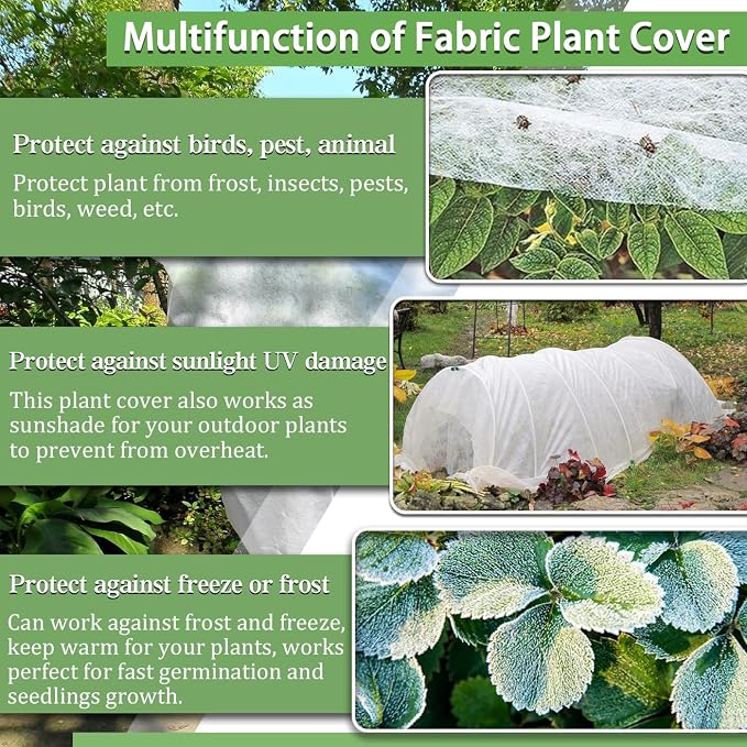 Plant Covers Freeze Protection 10 x 30 Ft, Thick Frost Cloth for Outdoor Plants, Winter Plant Blankets and Frost Covers for Garden Frost Protection, Floating Row Cover