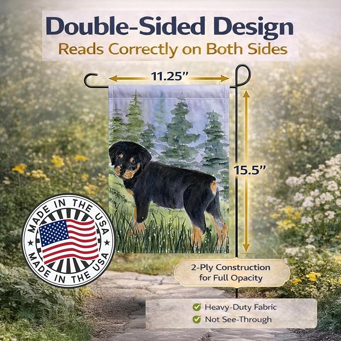 Caroline's Treasures SS8057GF Rottweiler Garden Flag Mailbox Flag Decorative Yard Flag Banner Outside Patio Artwork Yard Flower Beds, Garden Size, Multicolor