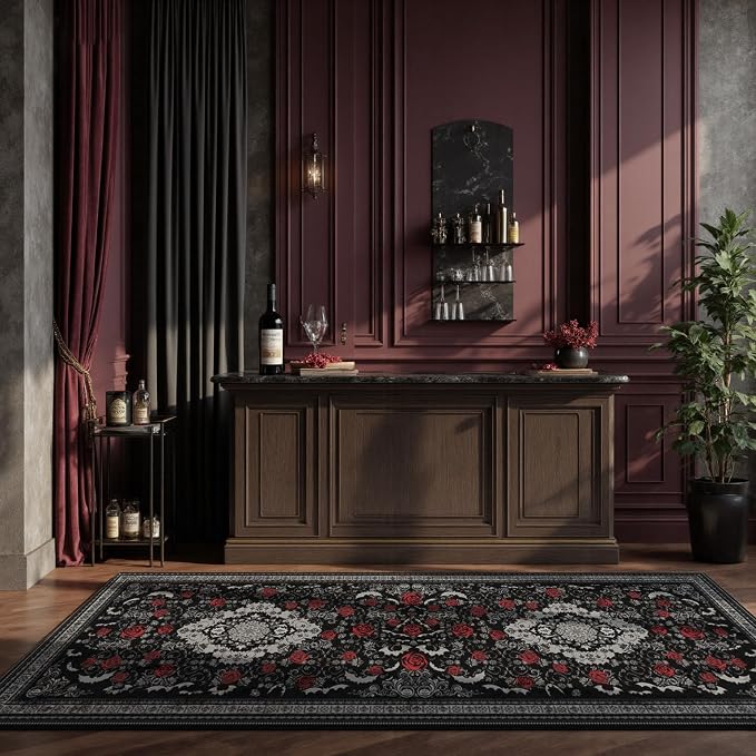 Nayoroom Dark Academia Gothic Runner Rug, Easy Clean Non-Slip, 2 x 6 ft | Dark academia pattern; Soft, non-shedding surface; Machine washable; Non-slip backing; For hallways, kitchens and bedrooms