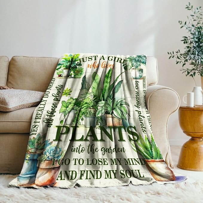 Plant Blanket for Plant Lover,50 * 60in Throw Blanket for Women Girls