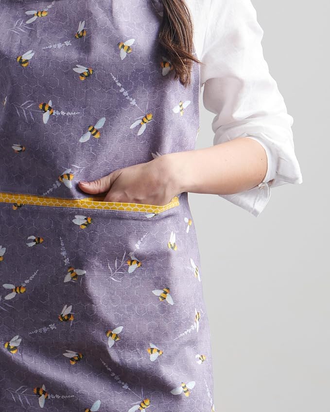 Maison d' Hermine Aprons for women with Pocket 100% Cotton (27.50"x31.50") | Adjustable Neck Strap & long ties Apron Men Chef Wedding Cooking Gardening Server Maid