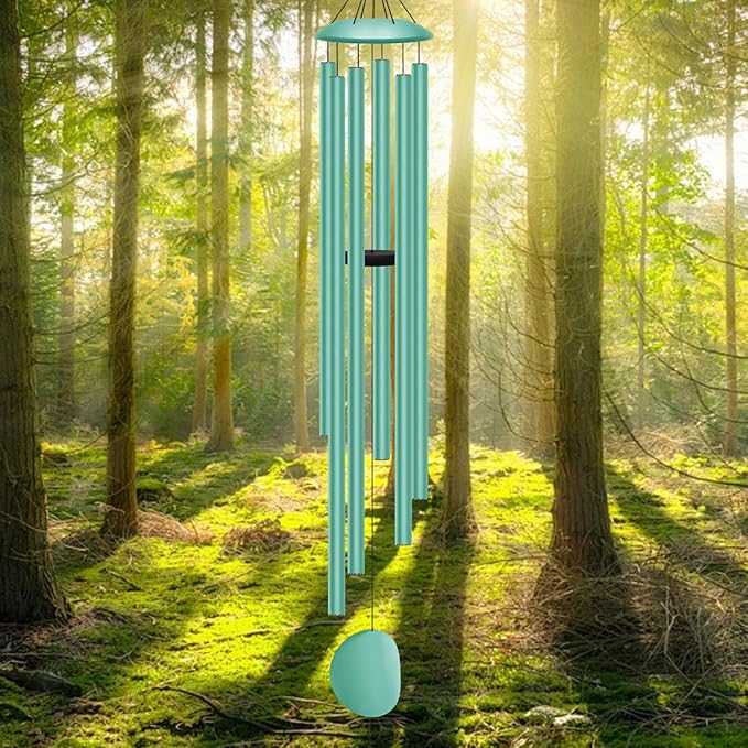 66" Extra Large Wind Chimes for Outside Deep Tone,6 Thick and Bold Aluminum Tubes Tuned Relaxing Melody Wind Chime,Big Wind Chimes for Garden Patio Decor, Great Gift Idea for Mother's Day(Ocean Blue)