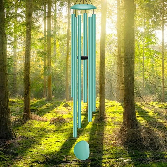 66" Extra Large Wind Chimes for Outside Deep Tone,6 Thick and Bold Aluminum Tubes Tuned Relaxing Melody Wind Chime,Big Wind Chimes for Garden Patio Decor, Great Gift Idea for Mother's Day(Ocean Blue)