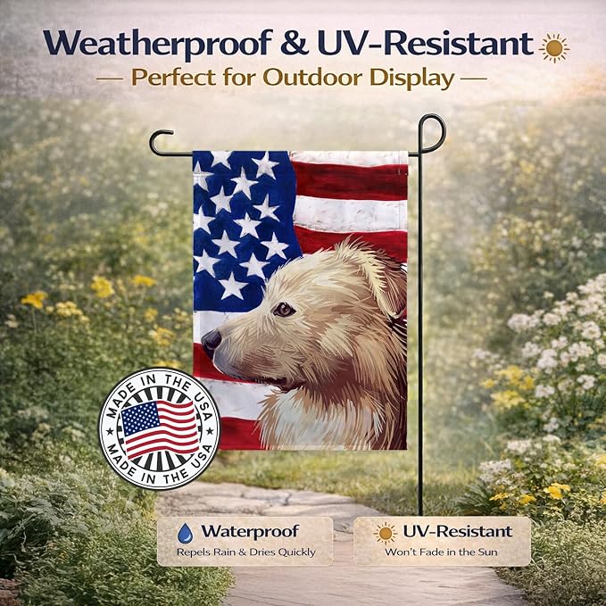 Caroline's Treasures CK6559GF Himalayan Sheepdog Dog American Flag Garden Flag Mailbox Flag Decorative Yard Flag Banner Outside Patio Artwork Yard Flower Beds, Garden Size, Multicolor
