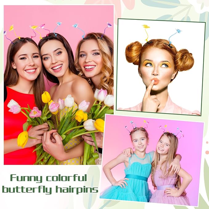 Tigeen 100 Pieces Bean Sprout Hair Clip Funny Plant Hairpins Grass Flower Butterfly Mushroom Hair Accessories (Butterfly)