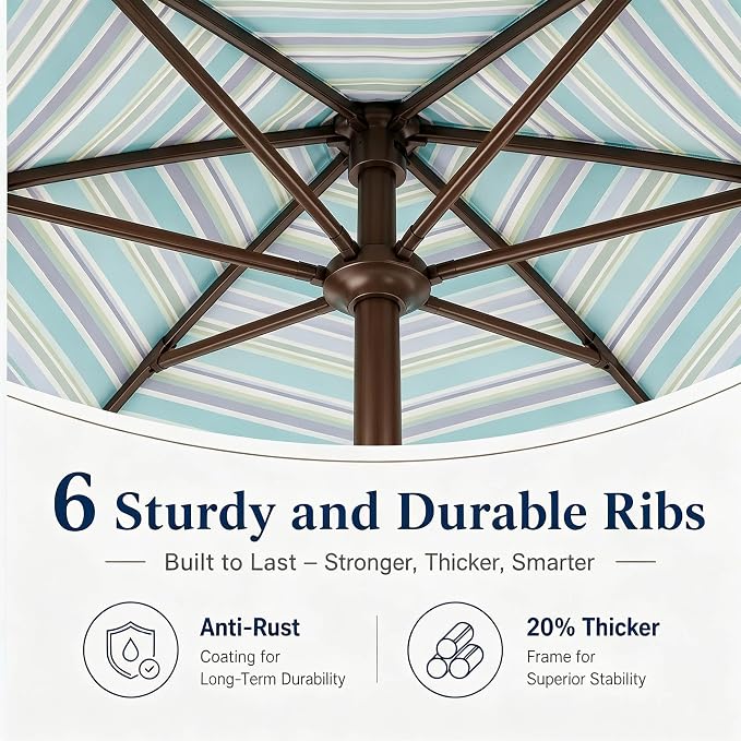 7.5ft Patio Umbrella, Outdoor Table Market Umbrella with Smooth Crank Lift, 6 Windproof Fiberglass Ribs, UPF50+ UV Protection for Deck, Pool, Garden and Backyard