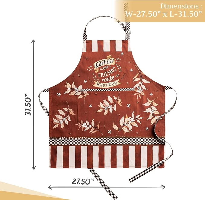 Maison d' Hermine Aprons for women with Pocket 100% Cotton (27.50"x31.50") | Adjustable Neck Strap & long ties Apron Men Chef Wedding Cooking Gardening Server Maid
