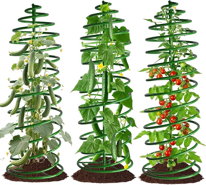 AMAGABELI Garden & Home 3 Pack Tomato Cages for Garden Plant Support 42" Stakes Metal Tower for Climbing Plants Vegetables Potted Plants Tomatoes Pea Bean Cucumber Flowers Outdoor