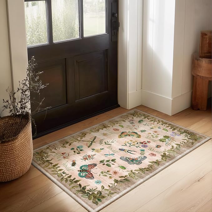 2x3 Washable Small Rugs for Entryway: Door Mat Indoor Entrance Throw Rug Non-Slip Low Pile Soft Kitchen Rug for Front Door Indoor Entrance Bedside Entry Kids Room