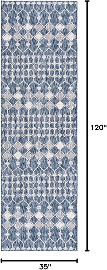 Unique Loom Outdoor Trellis Collection Area Rug - Traliccio (2' 11" x 10' Runner, Blue/ Ivory)