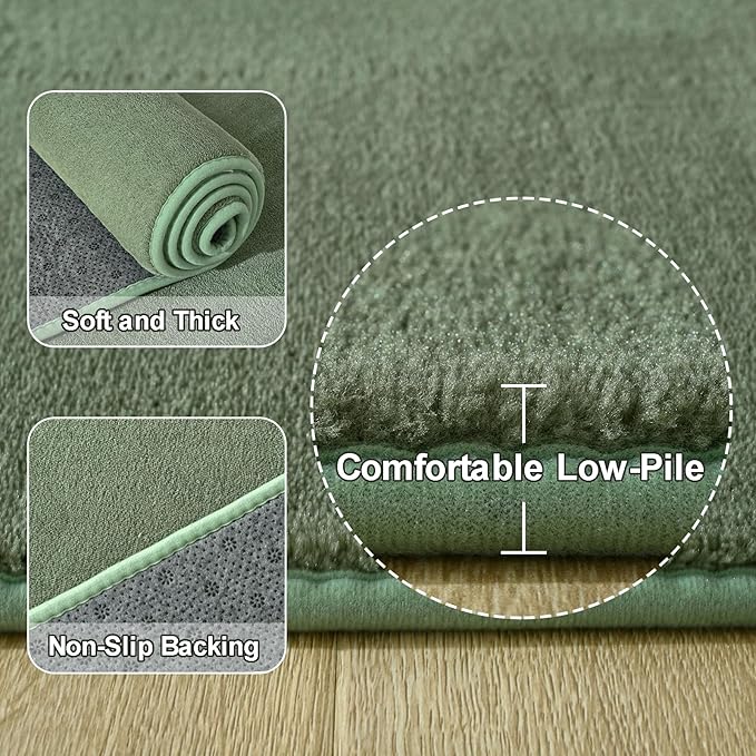 Amearea 5x5 Square Area Rugs for Bedroom Living Room, Sage Green Fluffy Rug | Thickened Memory Foam Rug, Indoor Washable Rugs Non Slip Minimalist Carpet for Kids Boys Girls Dorm Nursery Room Decor