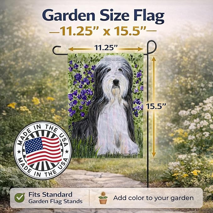 Caroline's Treasures SS8022GF Bearded Collie Garden Flag Mailbox Flag Decorative Yard Flag Banner Outside Patio Artwork Yard Flower Beds, Garden Size, Multicolor