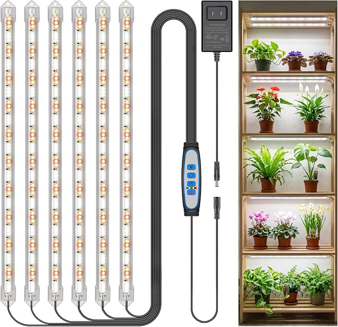 Kullsinss LED Plant Grow Light Strip, 36W 360 LEDs Grow Lights for Indoor Plants Full Spectrum with 6/12/16H Timer, 660nm/3000K/6000K Sunlike Grow Lamp for Seeds Starting Hydroponics Succulents