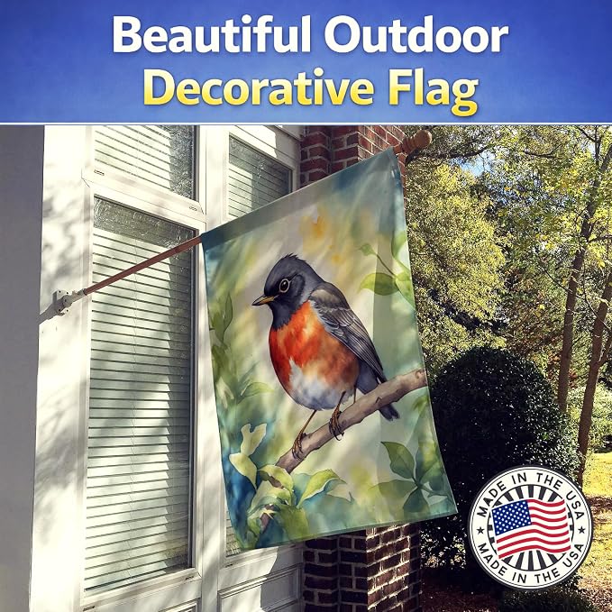 Caroline's Treasures Wisconsin American Robin House Flag Large Porch Sleeve Pole Decorative Outside Yard Banner Artwork Wall Hanging, Polyester, House Size, Multicolor