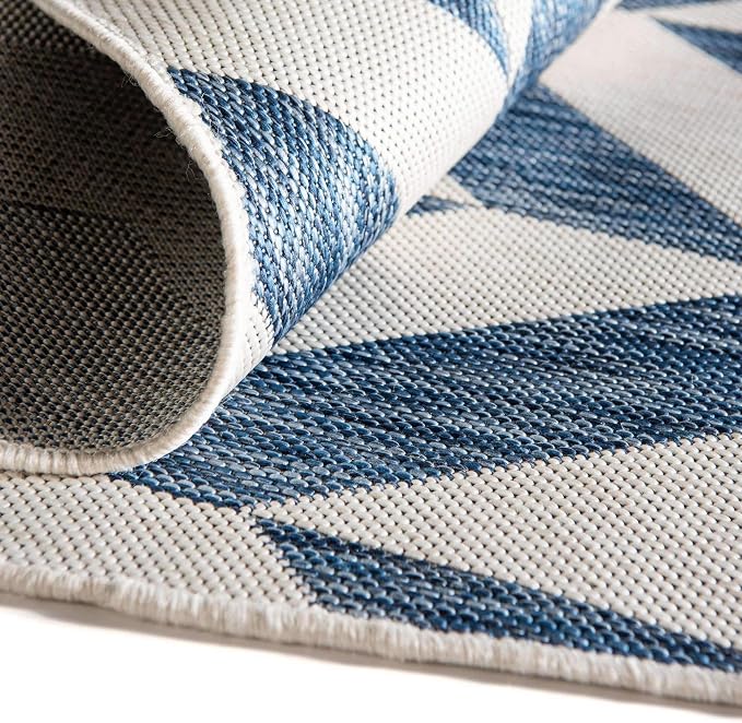Unique Loom Jill Zarin Outdoor Collection Area Rug - Napa (7' 10'' x 10' Oval, Blue/ Ivory)
