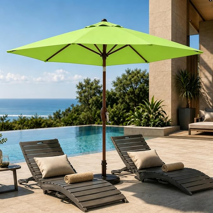7.5ft Patio Umbrella, Outdoor Table Market Umbrella with Smooth Crank Lift, 6 Windproof Fiberglass Ribs, UPF50+ UV Protection for Deck, Pool, Garden and Backyard