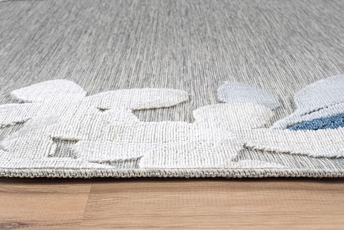 Outdoor Rug 9x12 Washable Area Rugs Indoor Outdoor Carpets Blue Border Floral Non Shedding Waterproof Easy Clean Patio Deck Porch Living Room Bedroom Garden RV (9 X 12 Blue)