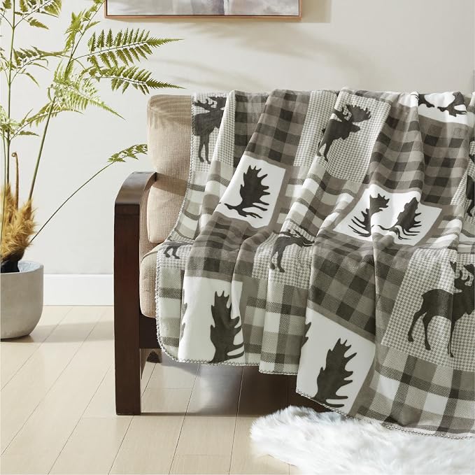 Cathay Home Coleman Large Oversized Reversible Micro-Mink and Sherpa Throw Blanket 60x80 Inch, Dark Taupe