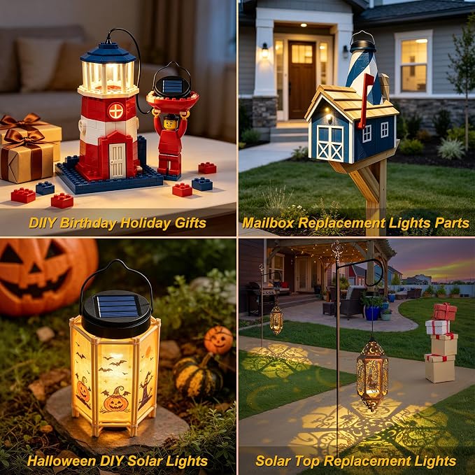 4 Pack AA 600mAh Solar Lights Replacement Tops Waterproof Solar Parts for Outdoor Lantern DIY Decor, Ideal for Garden Yard & Holiday Handmade Gifts (4 Pack)