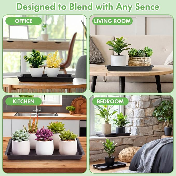 Gejoy 20 Pack 17 Inch Rectangular Plastic Plant Saucers Tray Bulk Heavy Plastic Plant Drip Tray Flower Pot Trays for Indoor Outdoor Anti-Slip Saucer for Garden Potted Water Drips and Soil
