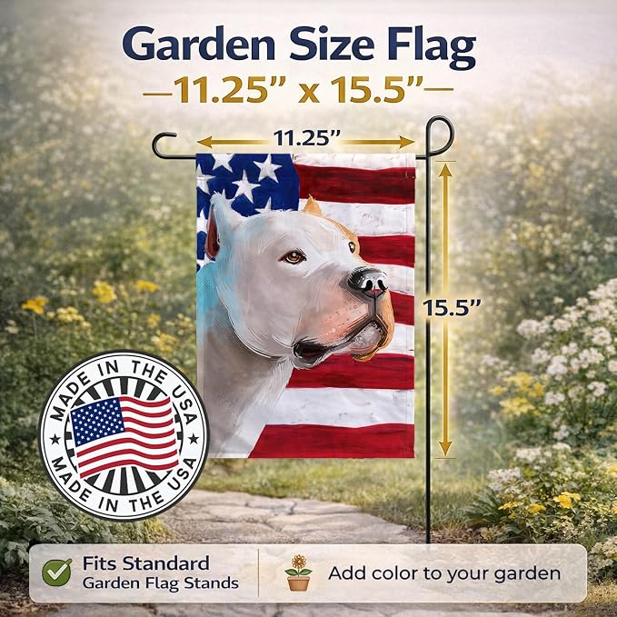 Caroline's Treasures CK6459GF Brazilian Dogo American Flag Garden Flag Mailbox Flag Decorative Yard Flag Banner Outside Patio Artwork Yard Flower Beds, Garden Size, Multicolor