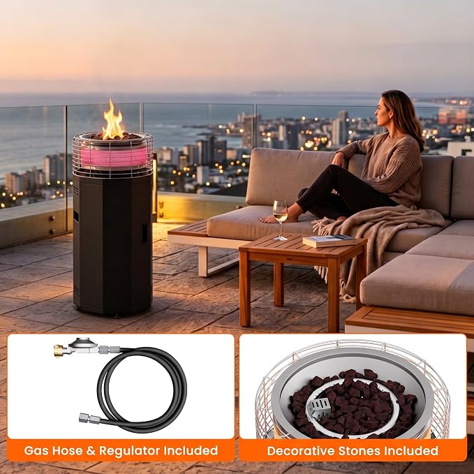 𝐍𝐞𝐰 𝐔𝐩𝐠𝐫𝐚𝐝𝐞 DoCred 34.8" H Outdoor Patio Heater | 56000 BTU 2 in 1 Smokeless Propane Fire Pit Heater for Backyard, Garden, Deck, Party