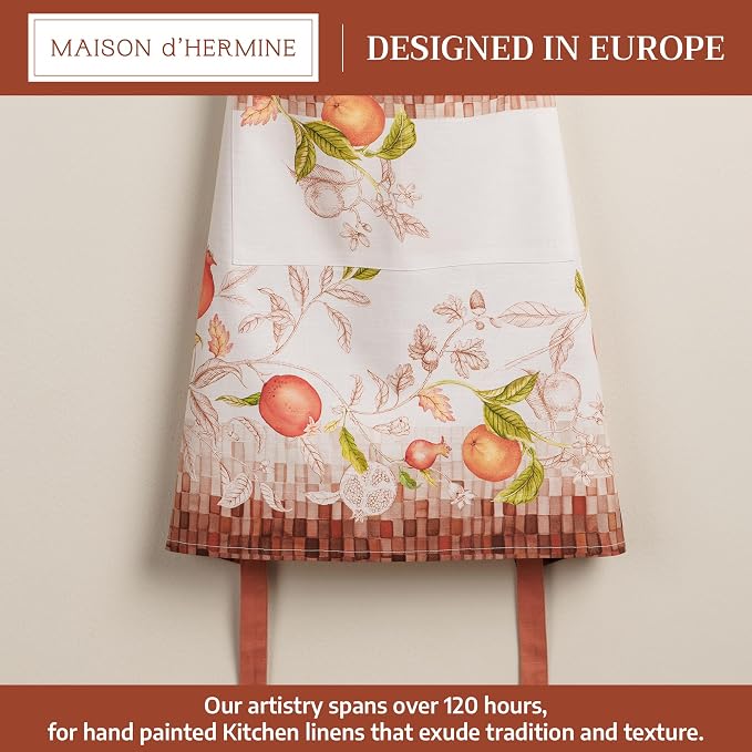 Maison d' Hermine Aprons for women with Pocket 100% Cotton (27.50"x31.50") | Adjustable Neck Strap & long ties Apron Men Chef Wedding Cooking Gardening Server Maid