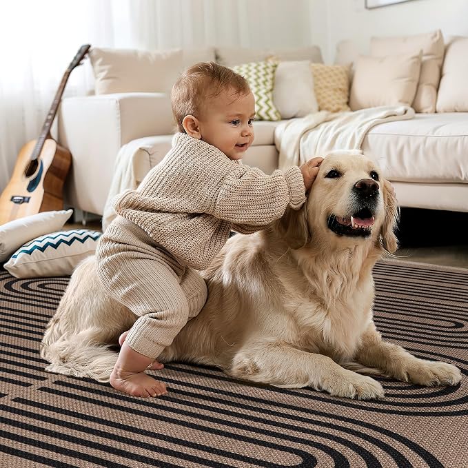 Tangsoo Easy Jute 2x6 Washable Runner Rug for Hallways,Non-Slip Thin Brown Outdoor Rug Runner,Modern Farmhouse Floor Carpet Runner for Kitchen Laundry Bedroom Living Room Entryway