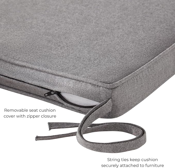 Indoor/Outdoor Chair Pads in Sunbrella Fabric – 17''x17'' Patio Seat Cushions with Foam Insert, Removable Reversible Cover & Ties for Patio Dining Chairs – Set of 2 or 4, Cast Slate