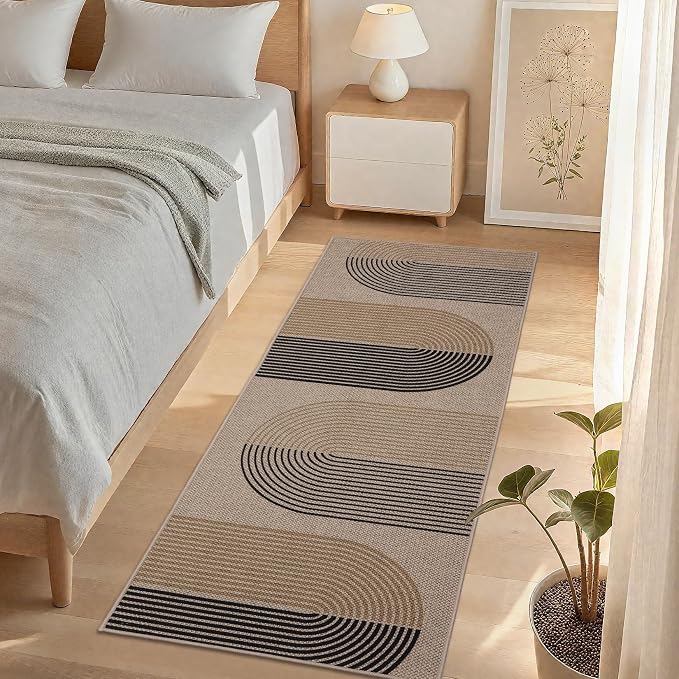 GarveeHome Modern Rainbow Easy Jute Runner Rug, 2x8 Rug for Hallways - Non-Slip Indoor Outdoor Carpet, Washable for High Traffic Laundry Room, Kitchen, Entryway