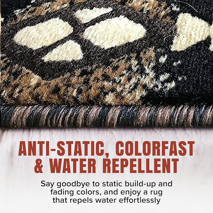 YHSF Southwest Native American Area Rug – Thick, Soft, Durable & Easy to Maintenance Tribal Design Boho Rug– Ideal for Bedroom, Living Room & Hallway - Black, 2 Feet x 3 Feet 4 Inches