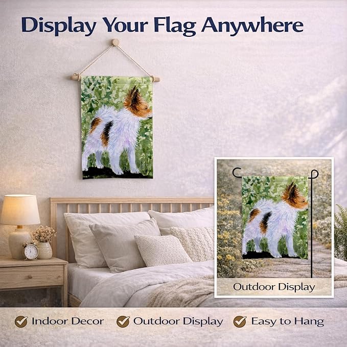 Caroline's Treasures SS8714GF Papillon Garden Flag Mailbox Flag Decorative Yard Flag Banner Outside Patio Artwork Yard Flower Beds, Garden Size, Multicolor