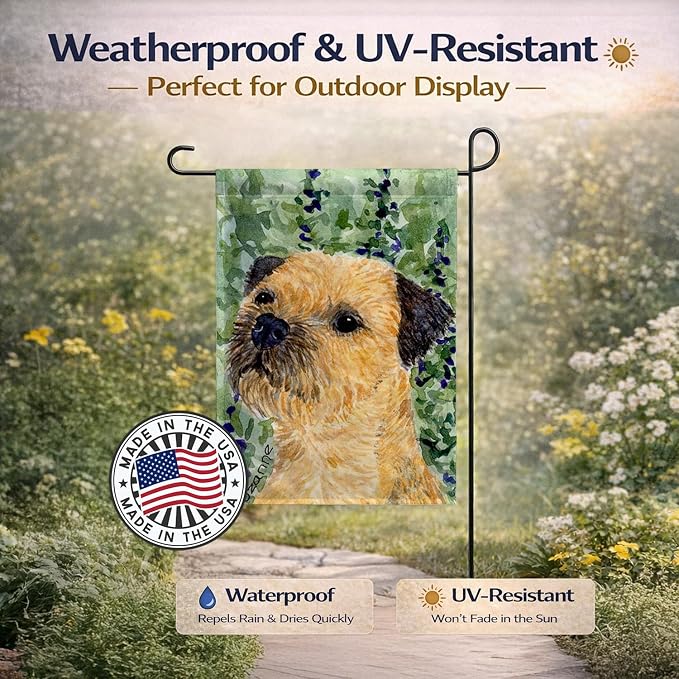 Caroline's Treasures SS8801GF Border Terrier Garden Flag Mailbox Flag Decorative Yard Flag Banner Outside Patio Artwork Yard Flower Beds, Garden Size, Multicolor