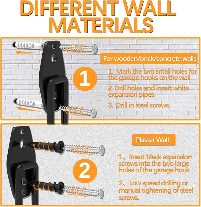 3-H Garden Hose Holder Wall Mount 4 Pack Solid Steel 3.9 Inch Compact Hose Hanger Heavy Duty Water Hose Holders for Outside,Orange