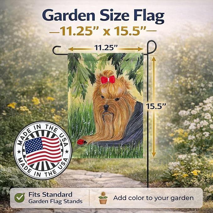 Caroline's Treasures SS8258GF Yorkie Garden Flag Mailbox Flag Decorative Yard Flag Banner Outside Patio Artwork Yard Flower Beds, Garden Size, Multicolor