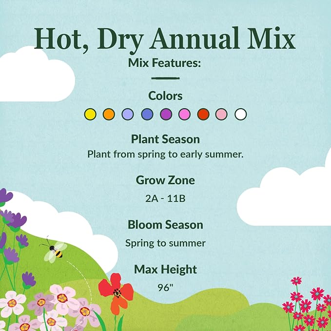 Ferry-Morse Wildflower Seeds - Hot, Dry Annual, Non-GMO, Cut Flower Mix, Full Sun - 1 lb