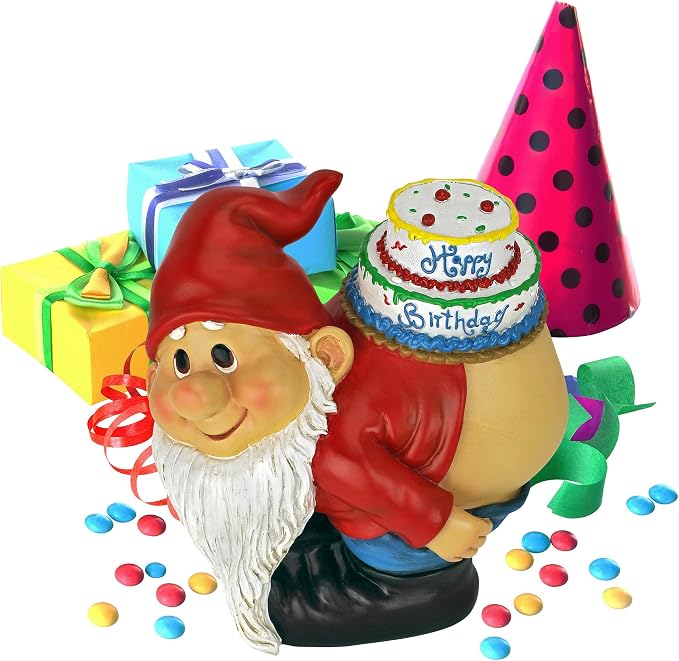 Design Toscano Loonie Moonie Happy Birthday Garden Gnome Statue
