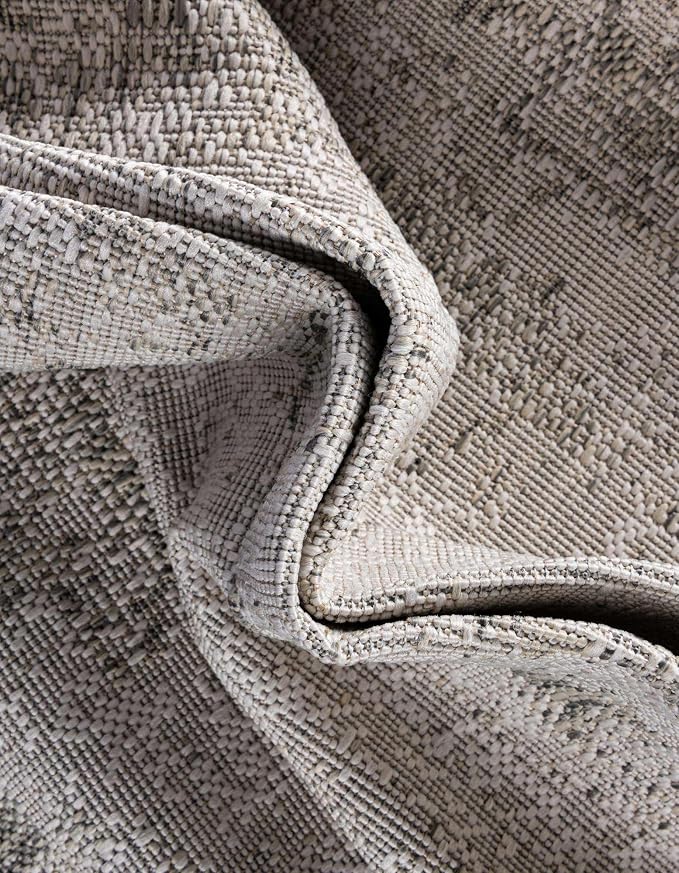 Unique Loom Outdoor Modern Collection Area Rug - Cartago (6' 1" Square Gray/Ivory)