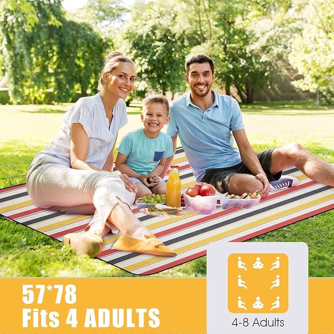 G GOOD GAIN Waterproof Picnic Blanket Portable with Carry Strap for Beach Mat or Family Outdoor Camping Party (Lipstick Red)