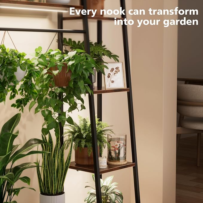 BACEKOLL Plant Stand Indoor with Grow Lights, 6 Tiered Metal Plant Shelf, 55" Large Plant Stand for Indoor Plants Multiple, Corner Plant Holder Display Shelf, Tall Plant Rack for Living Room, Patio