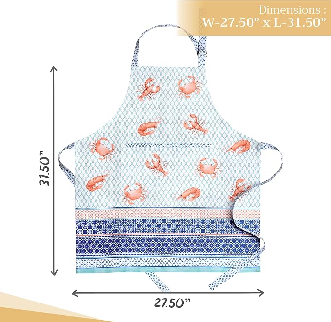 Maison d' Hermine Aprons for women with Pocket 100% Cotton (27.50"x31.50") | Adjustable Neck Strap & long ties Apron Men Chef Wedding Cooking Gardening Server Maid