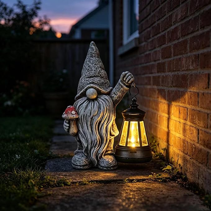 Garden Outdoor Statue,Solar Gnome Decorations Lanterns for Yard Garden, Patio Gnome Gifts for Mom (Eclectic)