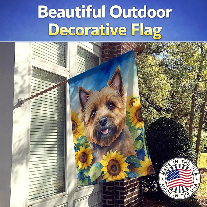 Caroline's Treasures DAC6044CHF Cairn Terrier in Sunflowers House Flag Large Porch Sleeve Pole Decorative Outside Yard Banner Artwork Wall Hanging, Polyester, House Size, Multicolor