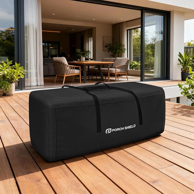 Porch Shield Outdoor Cushion Storage Bag 62 inch Waterproof Outside Storage Bags for Patio Furniture with Zippers and Handles Black