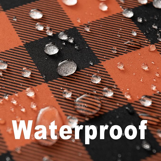 Waterproof Checkered Tablecloth Fabric - Rectangle 58x84 Inch Fall Themed Halloween Table Cloth for Indoor/Outdoor Use - Autumn Table Cover for Kitchen, BBQs, and Parties
