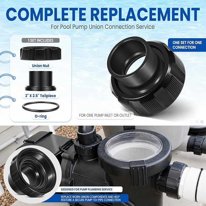 R0446101 Pump Union Nut Kit with Tailpiece & O-Ring | Fit for Zodiac Jandy JEP and Stealth SHPF/SHPM Series Pool Pumps – 2 x 2.5 in Replacement Union Tailpiece Kit