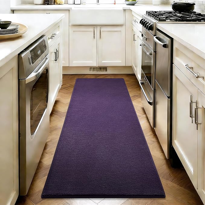 Vasofe 2x6 Runner Rugs for Bedroom Bedside, Purple Hallway Runner Rug | Memory Foam Low-Pile Carpet Runner Rug for Entryway, Living Room, Kitchen, Laundry Room, Throw Carpet for Dorm Room