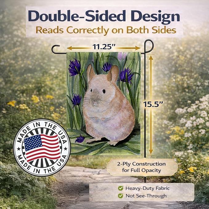 Caroline's Treasures SS8206GF Chinchilla Garden Flag Mailbox Flag Decorative Yard Flag Banner Outside Patio Artwork Yard Flower Beds, Garden Size, Multicolor