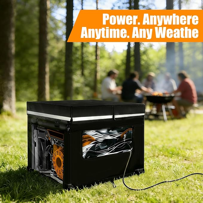 Heavy Duty Generator Cover, 32''Lx24''Wx24''H Generator Cover with Double-Layer Fabric, Side Access to Control Panel, Top Access to Add Fuel, All-weather Protective for Most 5500-15000 Watt Generators